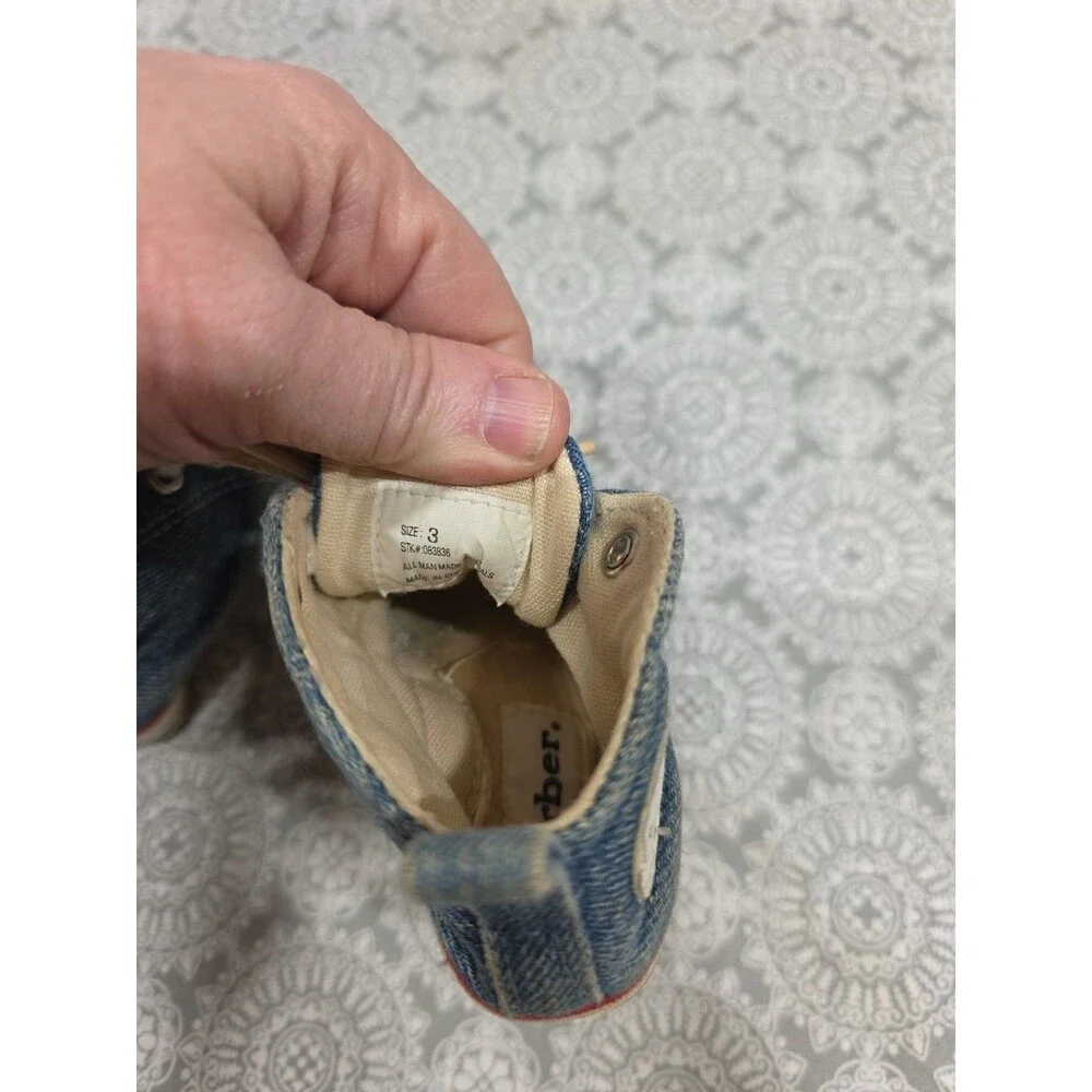 Gerber Baby Shoes Denim High Top Sneakers Infant Pre‎ Walker Crib Shoes 3